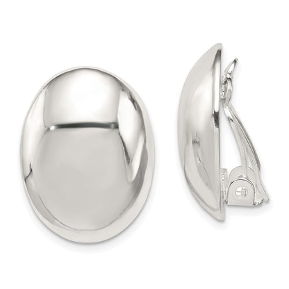 Sterling Silver Polished Non-Pierced 22X15mm Oval Button Earrings