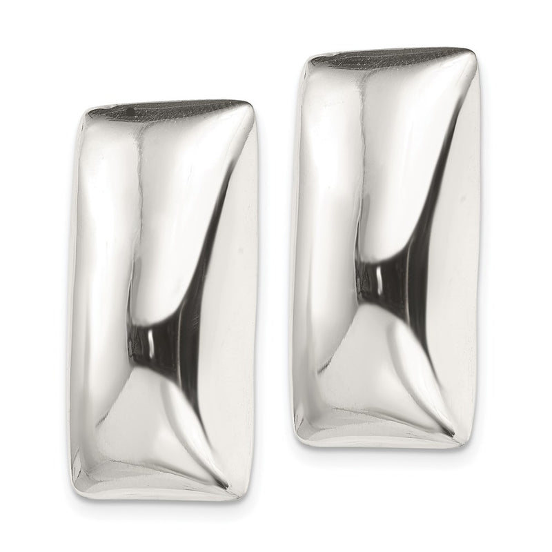 Sterling Silver Polished Non-Pierced Rectangle Earrings