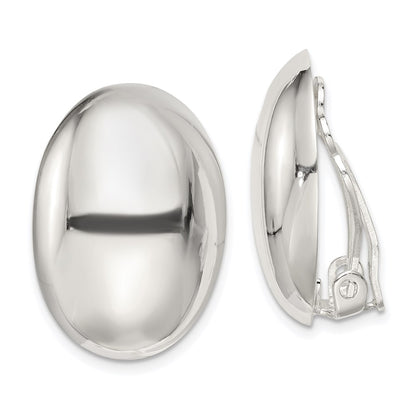 Sterling Silver Polished Non-Pierced 25X18mm Oval Button Earrings
