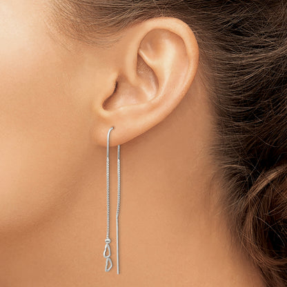 Sterling Silver Polished Double Heart Threader Earrings
