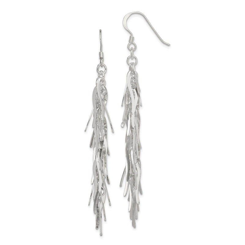 Sterling Silver Polished Fancy Drop Squiggle Dangle Earrings