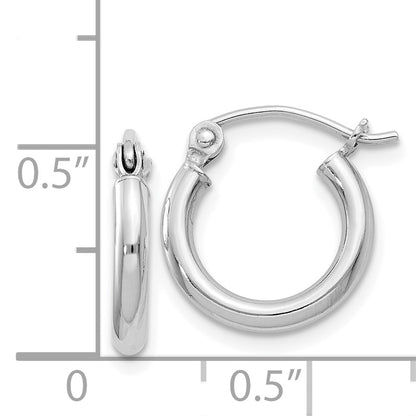 Sterling Silver Rhodium-Plated 2mm Round Hoop Earrings