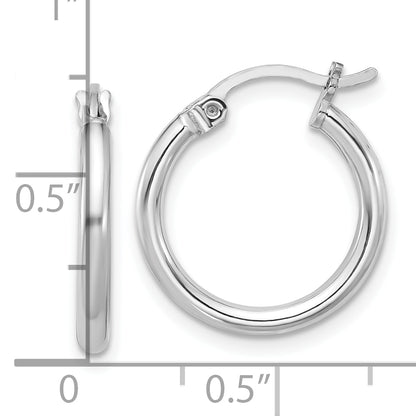 Sterling Silver Rhodium-Plated 2mm Round Hoop Earrings