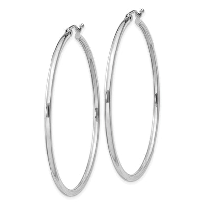 Sterling Silver Rhodium-Plated 2mm Round Hoop Earrings
