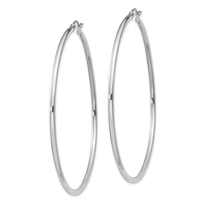 Sterling Silver Rhodium-Plated 2mm Round Hoop Earrings