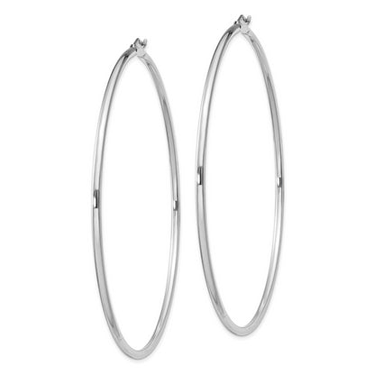 Sterling Silver Rhodium-Plated 2mm Round Hoop Earrings