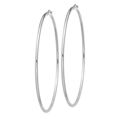 Sterling Silver Rhodium-Plated 2mm Round Hoop Earrings
