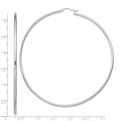 Sterling Silver Rhodium-Plated 2mm Round Hoop Earrings