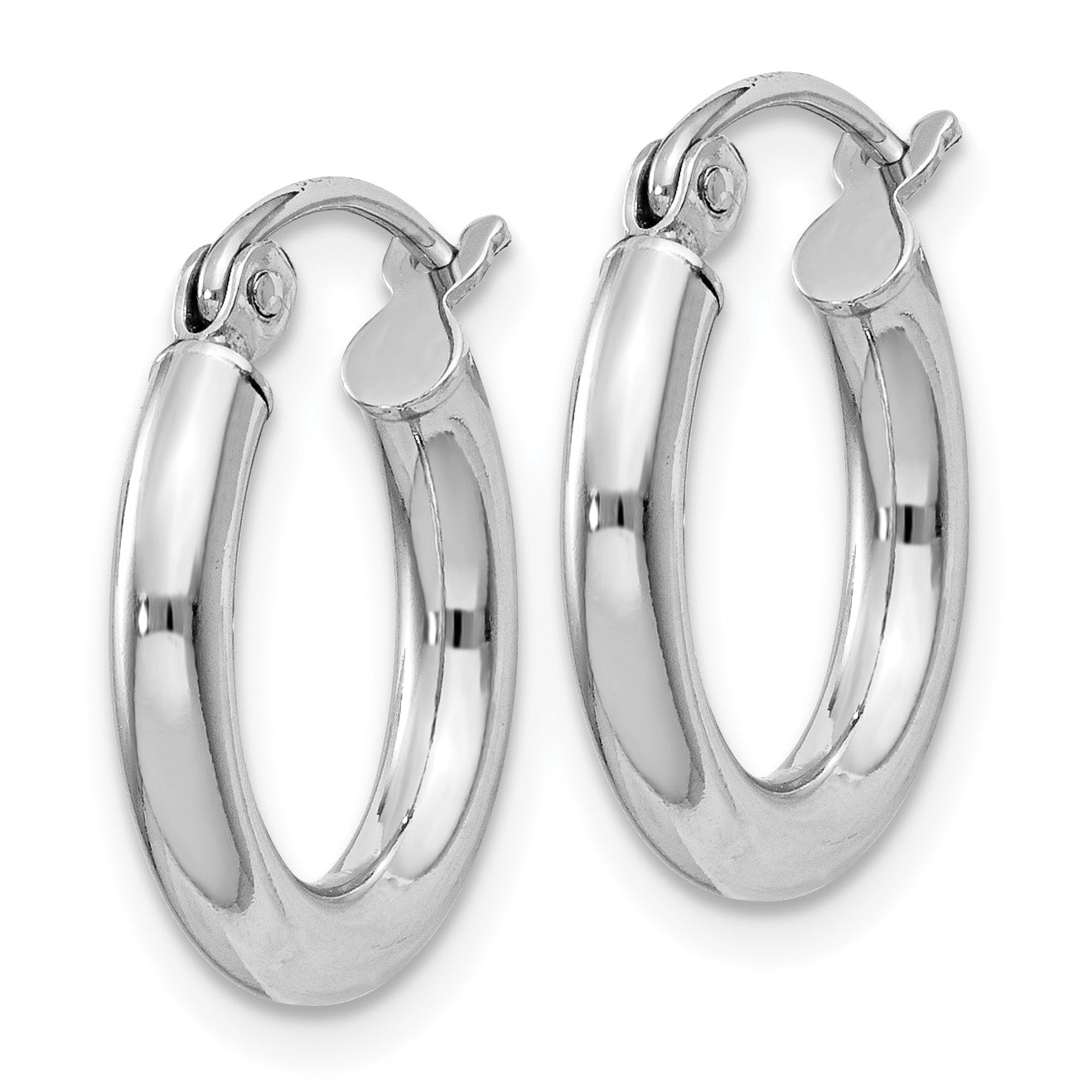 Sterling Silver Rhodium-Plated 2.5mm Round Hoop Earrings