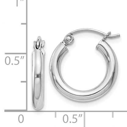 Sterling Silver Rhodium-Plated 2.5mm Round Hoop Earrings