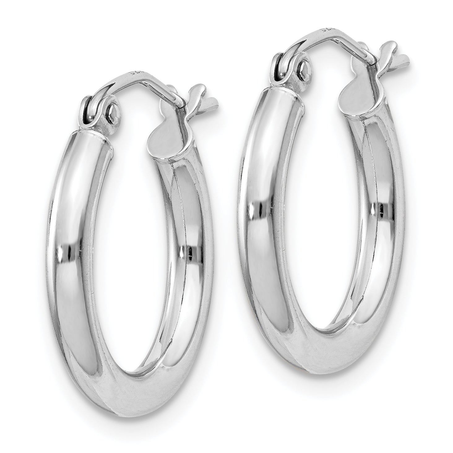 Sterling Silver Rhodium-Plated 2.5mm Round Hoop Earrings