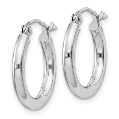 Sterling Silver Rhodium-Plated 2.5mm Round Hoop Earrings
