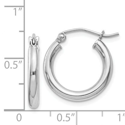 Sterling Silver Rhodium-Plated 2.5mm Round Hoop Earrings