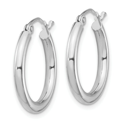 Sterling Silver Rhodium-Plated 2.5mm Round Hoop Earrings