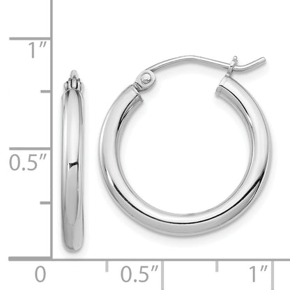 Sterling Silver Rhodium-Plated 2.5mm Round Hoop Earrings