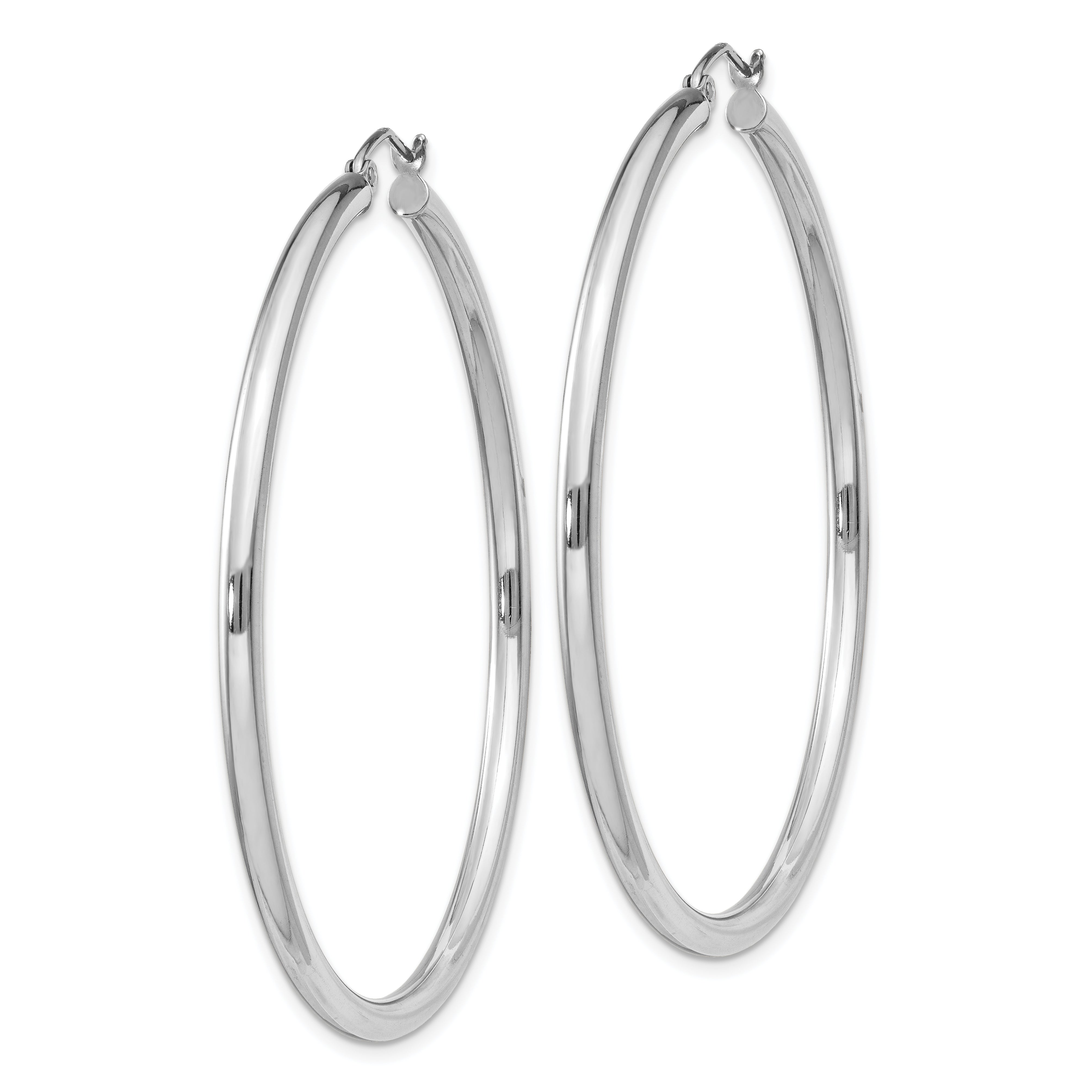 Sterling Silver Rhodium-Plated 2.5mm Round Hoop Earrings
