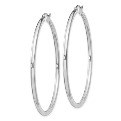 Sterling Silver Rhodium-Plated 2.5mm Round Hoop Earrings