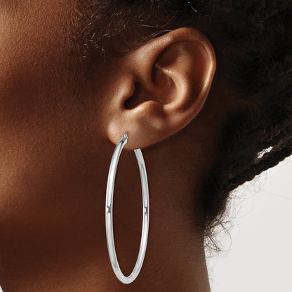 Sterling Silver Rhodium-Plated 2.5mm Round Hoop Earrings
