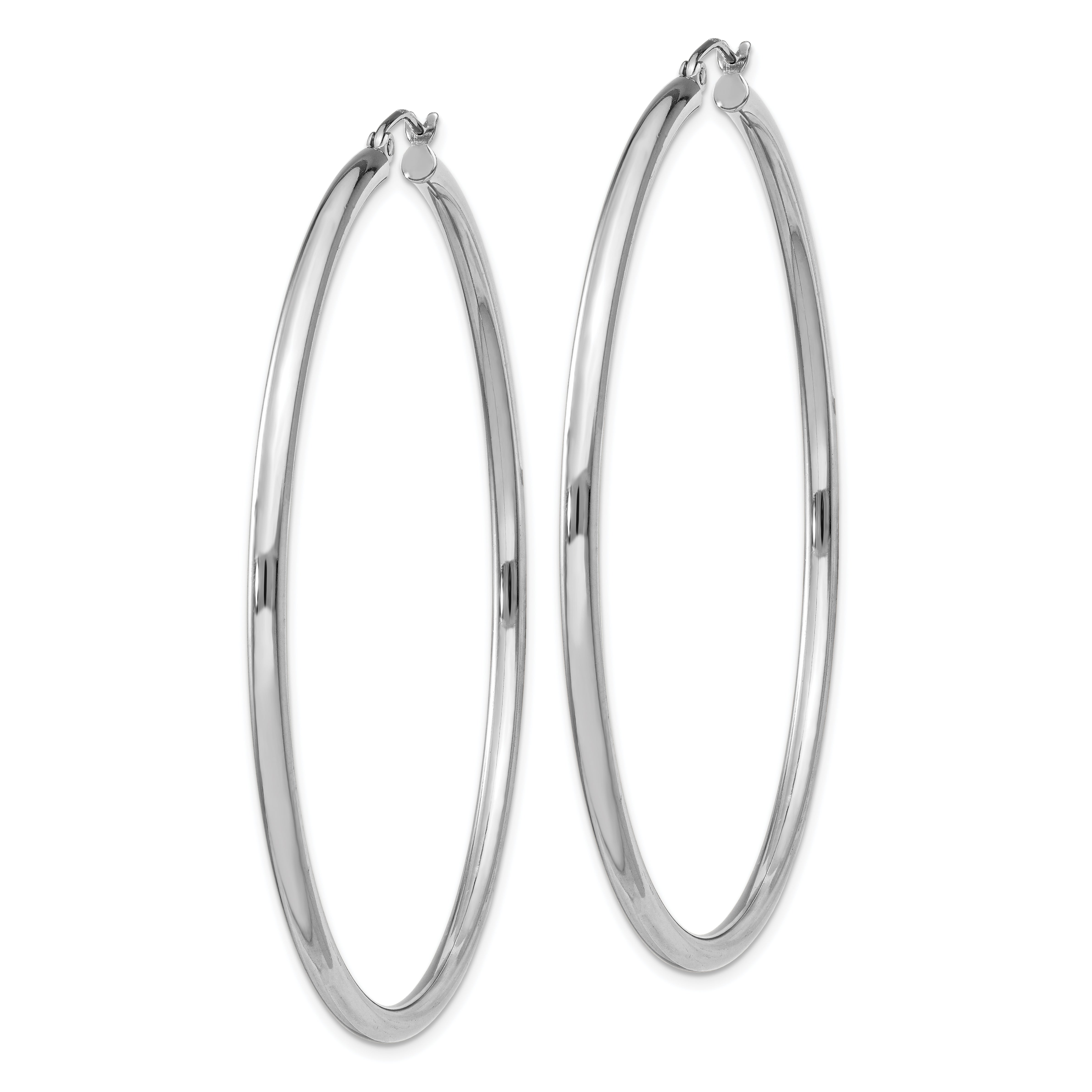 Sterling Silver Rhodium-Plated 2.5mm Round Hoop Earrings