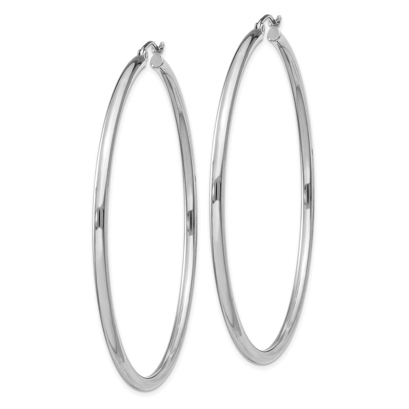 Sterling Silver Rhodium-Plated 2.5mm Round Hoop Earrings