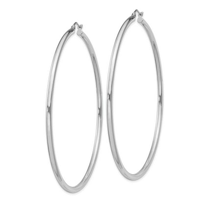 Sterling Silver Rhodium-Plated 2.5mm Round Hoop Earrings