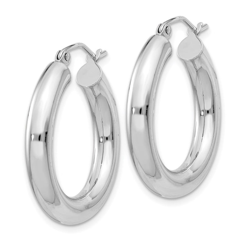 Sterling Silver Rhodium-Plated 4mm Round Hoop Earrings