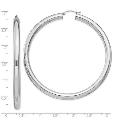 Sterling Silver Rhodium-Plated 5mm Round Hoop Earrings