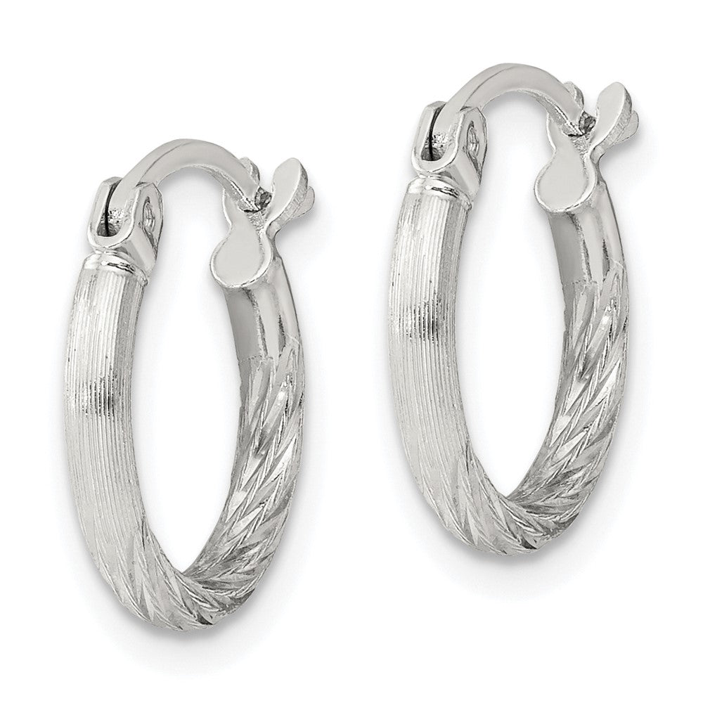 Sterling Silver 2mm Polished/satin D/c Hoop Earrings