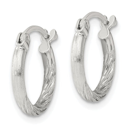 Sterling Silver 2mm Polished/satin D/c Hoop Earrings