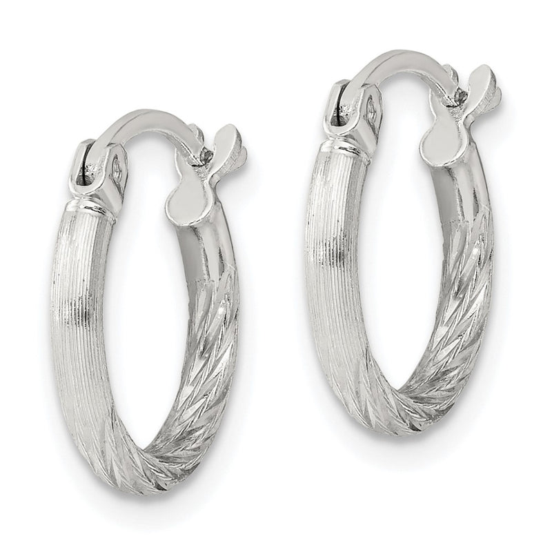 Sterling Silver 2mm Polished/satin D/c Hoop Earrings