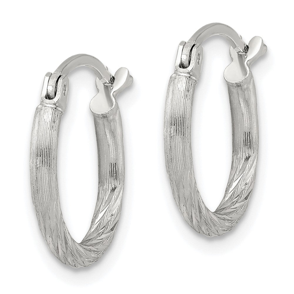 Sterling Silver 2mm Polished/satin D/c Hoop Earrings