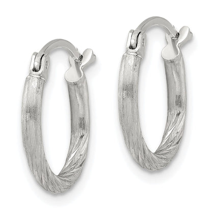 Sterling Silver 2mm Polished/satin D/c Hoop Earrings