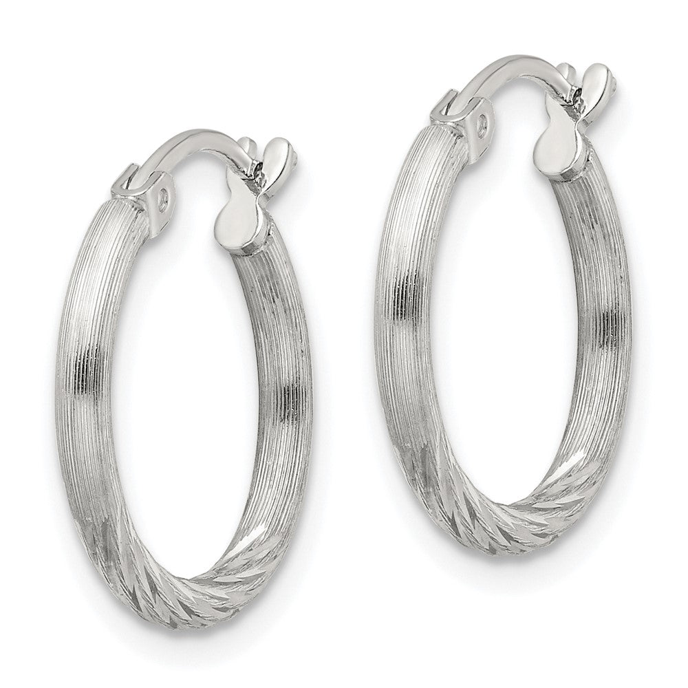 Sterling Silver 2mm Polished/satin D/c Hoop Earrings