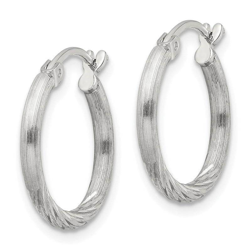 Sterling Silver 2mm Polished/satin D/c Hoop Earrings