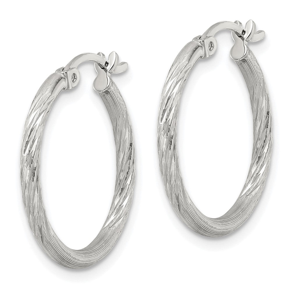 Sterling Silver 2mm Polished/satin D/c Hoop Earrings