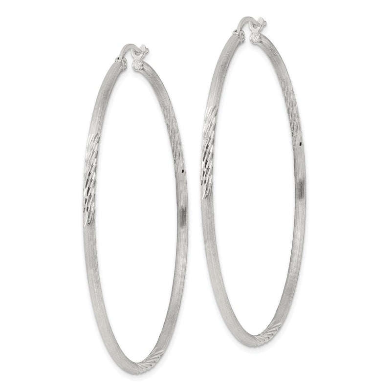Sterling Silver 2mm Polished/satin D/c Hoop Earrings