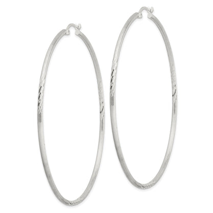 Sterling Silver 2mm Polished/satin D/c Hoop Earrings