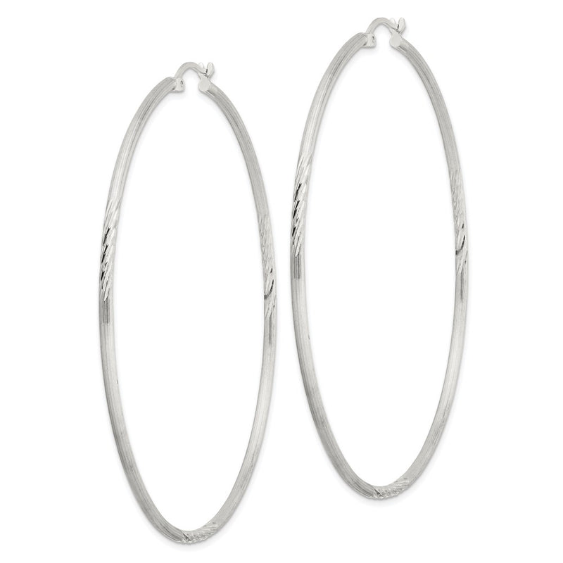 Sterling Silver 2mm Polished/satin D/c Hoop Earrings