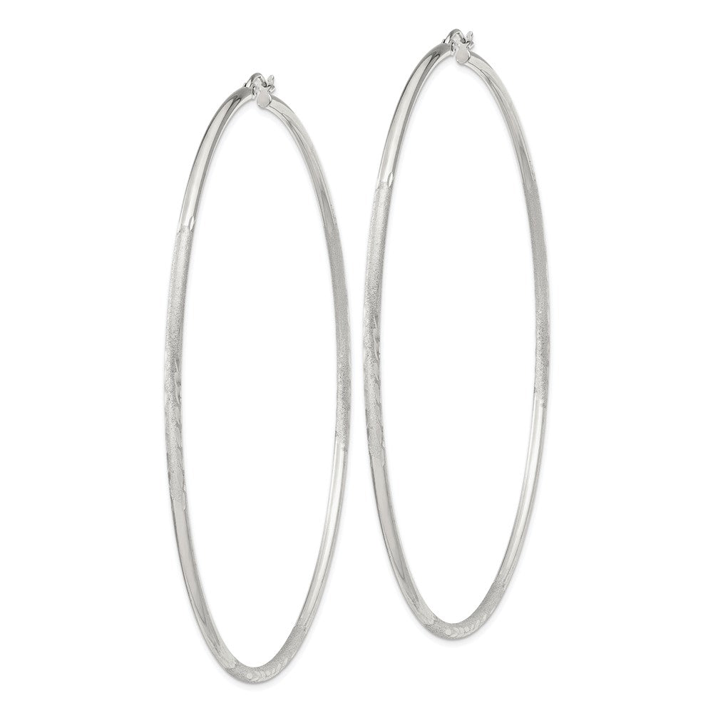 Sterling Silver 2mm Polished/satin D/c Hoop Earrings