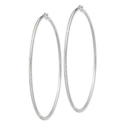 Sterling Silver 2mm Polished/satin D/c Hoop Earrings