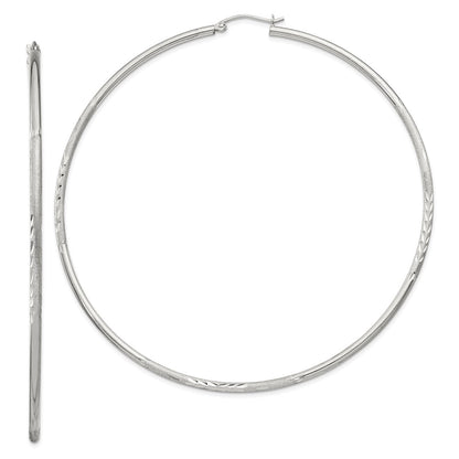 Sterling Silver 2mm Polished/satin D/c Hoop Earrings