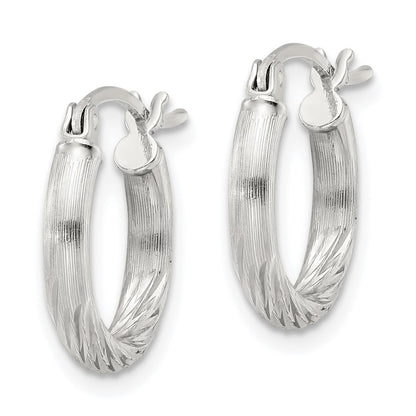 Sterling Silver 2.5mm Polished/satin D/c Hoop Earrings