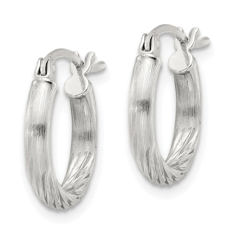 Sterling Silver 2.5mm Polished/satin D/c Hoop Earrings
