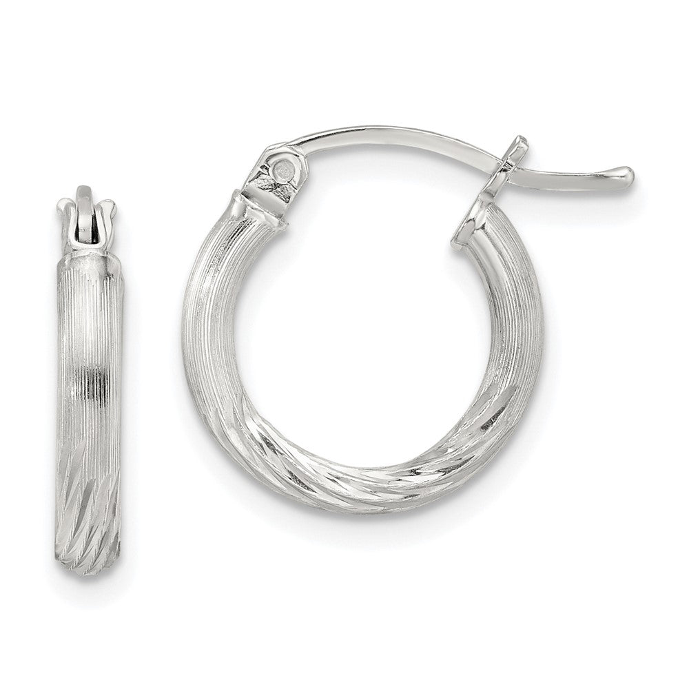 Sterling Silver 2.5mm Polished/satin D/c Hoop Earrings