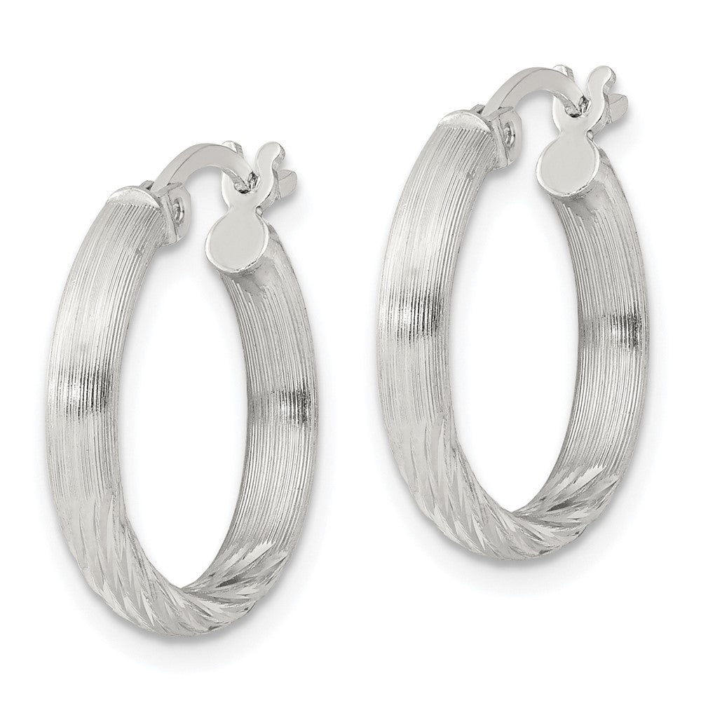 Sterling Silver 2.5mm Polished/satin D/c Hoop Earrings