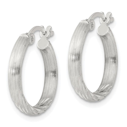 Sterling Silver 2.5mm Polished/satin D/c Hoop Earrings
