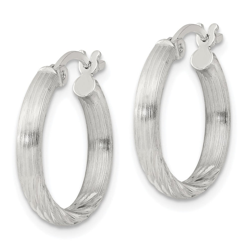 Sterling Silver 2.5mm Polished/satin D/c Hoop Earrings