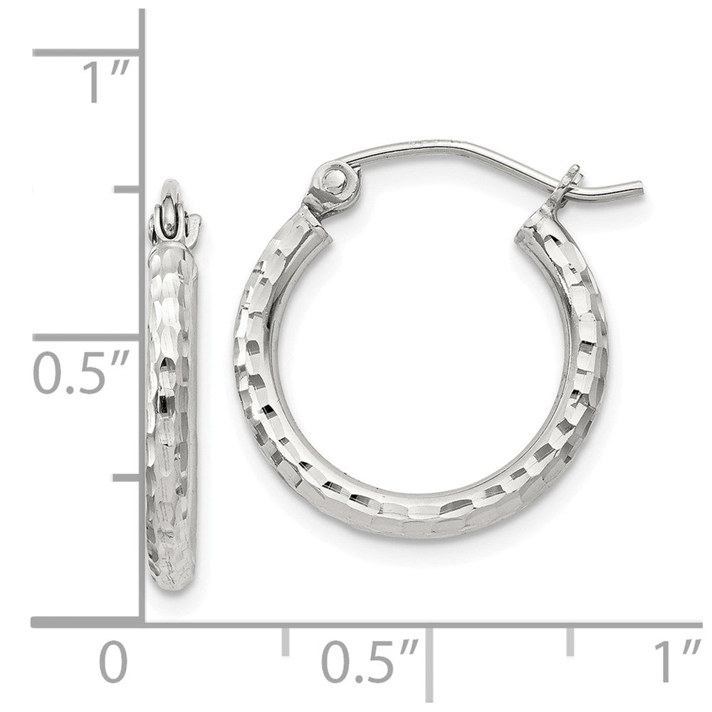 Sterling Silver 2mm Diamond Cut Hoop Earrings