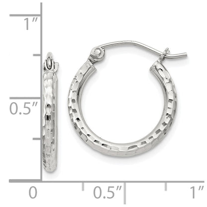 Sterling Silver 2mm Diamond Cut Hoop Earrings