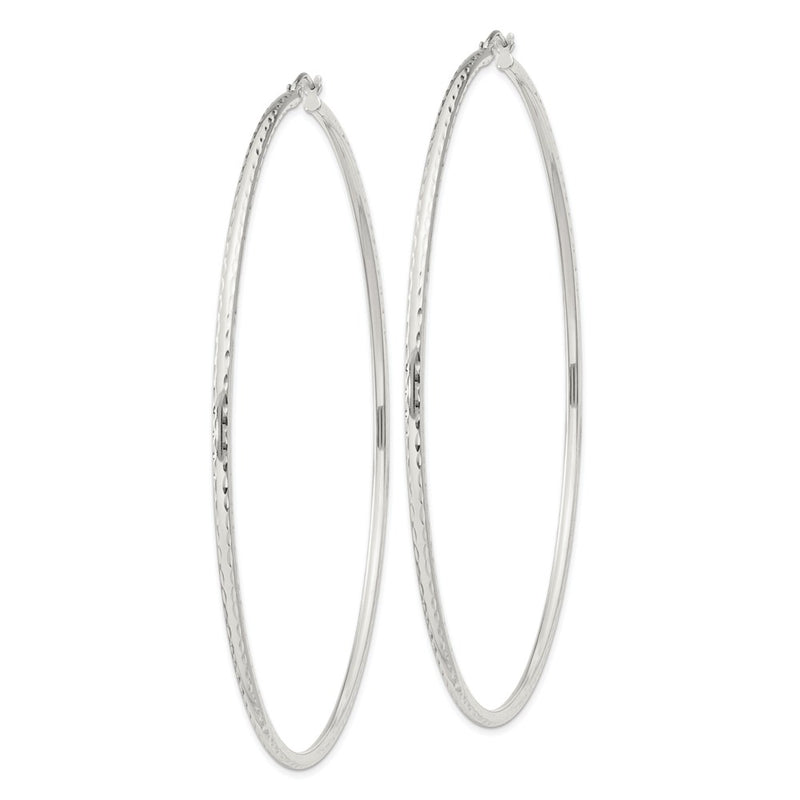 Sterling Silver 2mm Diamond Cut Hoop Earrings